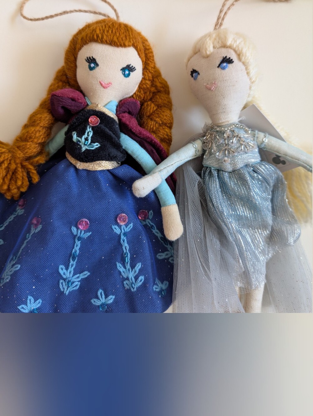 Disney Pottery Barn Frozen Ornament Dolls - Anna And Elsa